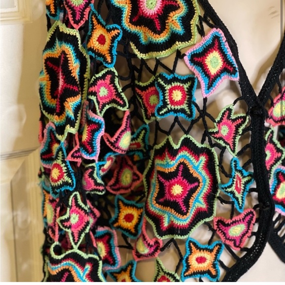 NORM THOMPSON VINTAGE CROCHET RAINBOW GRANDMA SWEATER - Picture 2 of 6